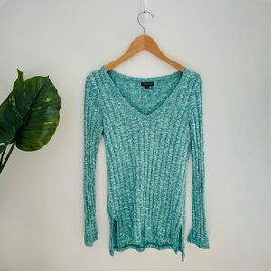 TOPSHOP | Green And White Long Sleeve Top Size US 2